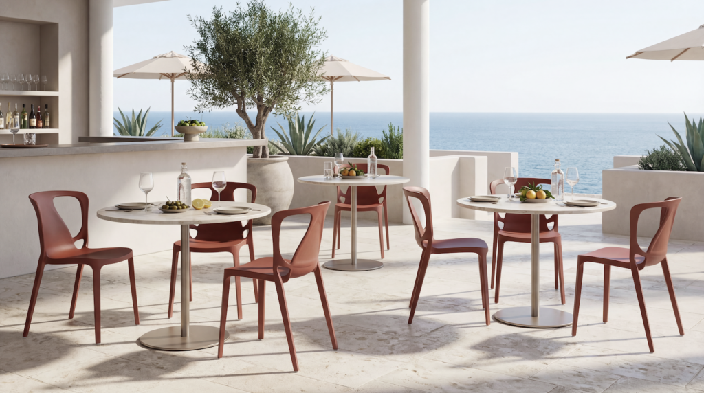 terrasse de restaurant équipée en chaises en polypropylène Monteforte