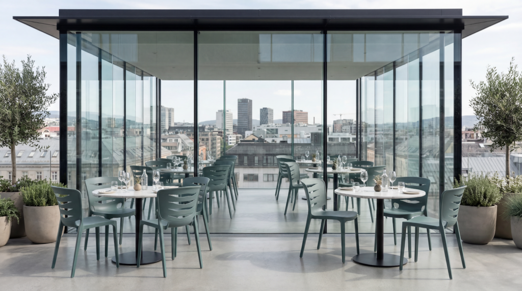 terrasse de restaurant équipée en chaises en polypropylène Monteforte